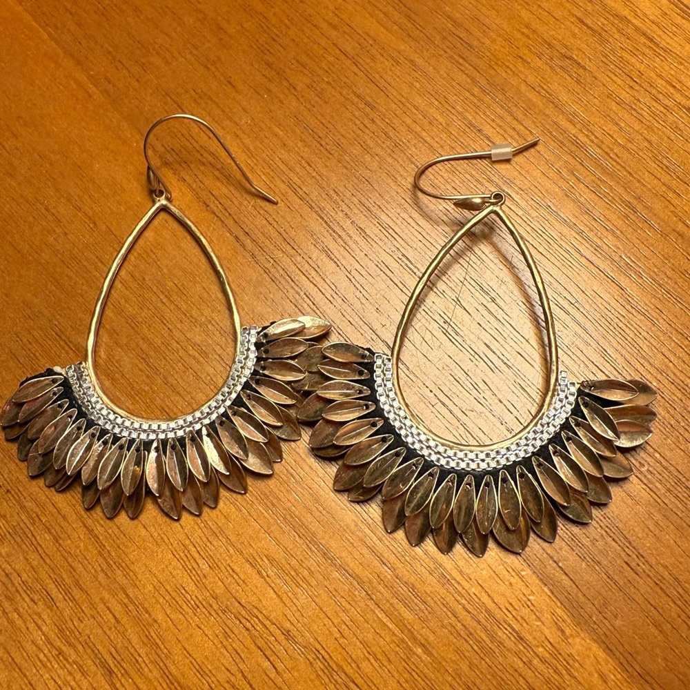 Gold and Silver Teardrop Earrings